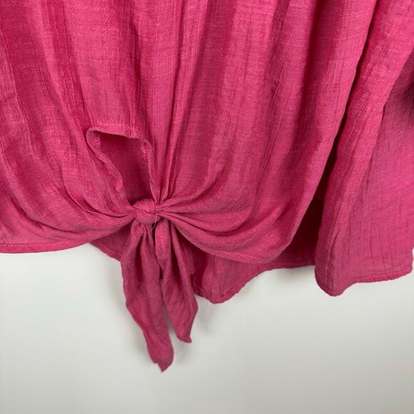 Cocomo Womens Popover Tie Front Blouse Sz‎ 3X Pink 3/4 Length Sleeves Feminine - Picture 3 of 11